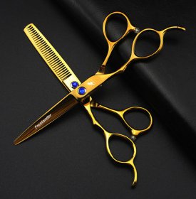 Bộ kéo cắt tóc tay trái feelender vàng 